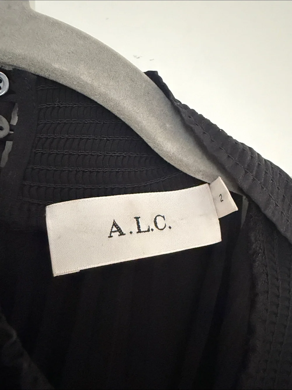 A.L.C Black Pleated High-Neck Midi Dress, US2 - Picture 3 of 5